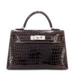 Mini Kelly II Havane Shiny Porosus Crocodile