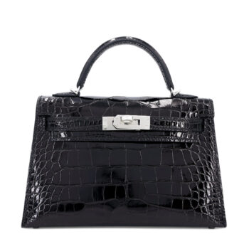 Mini Kelly II Noir Shiny Alligator