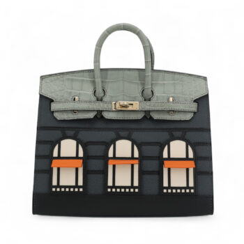 Birkin Faubourg 20 Gris Ciment Noir Orange Gris misty Epsom Swift Matte Alligator