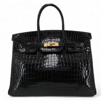 Birkin 35 Noir Shiny Porosus Crocodile
