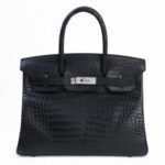 Birkin 30 Noir Porosus Crocodile